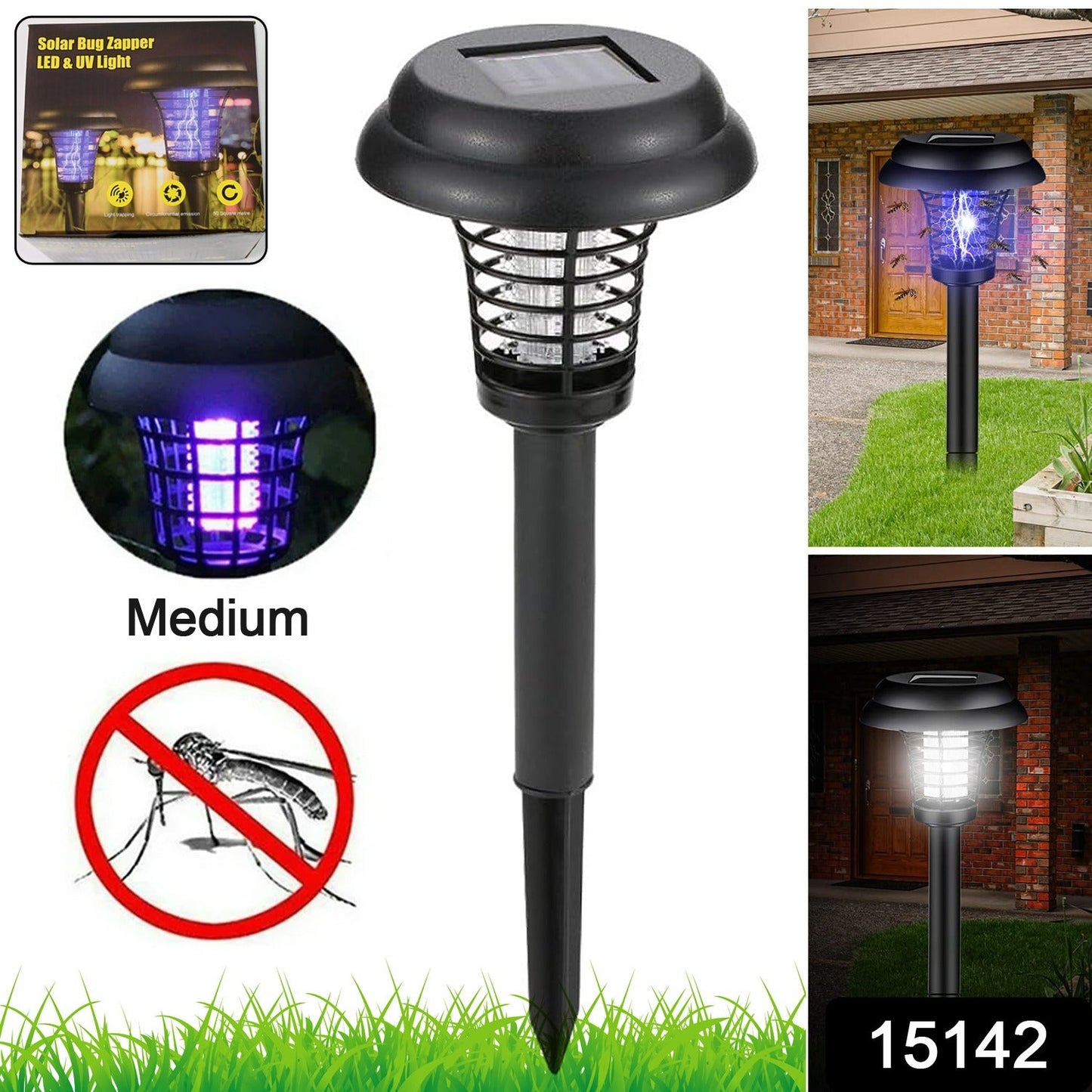 Medium Garden Solar Powered Led Mosquito Trap  Bug Zapper (1 Pc) Wukusy