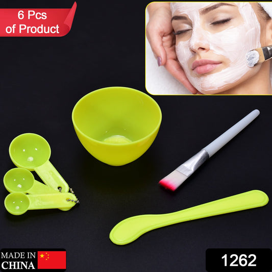 1262 Facial Mask Bowl Set For Girls Use ( 6 Pcs Set ) Wukusy