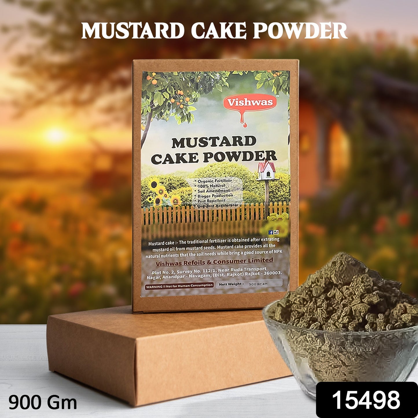Mustard Cake Fertilizer For Plants 900gm Wukusy
