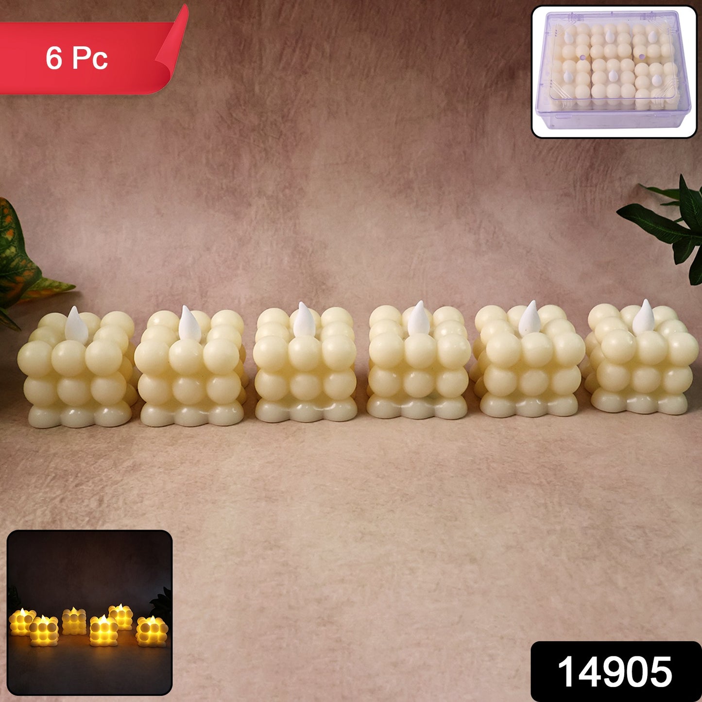 Decorative Led Bubble Candles (6 Pc Set)