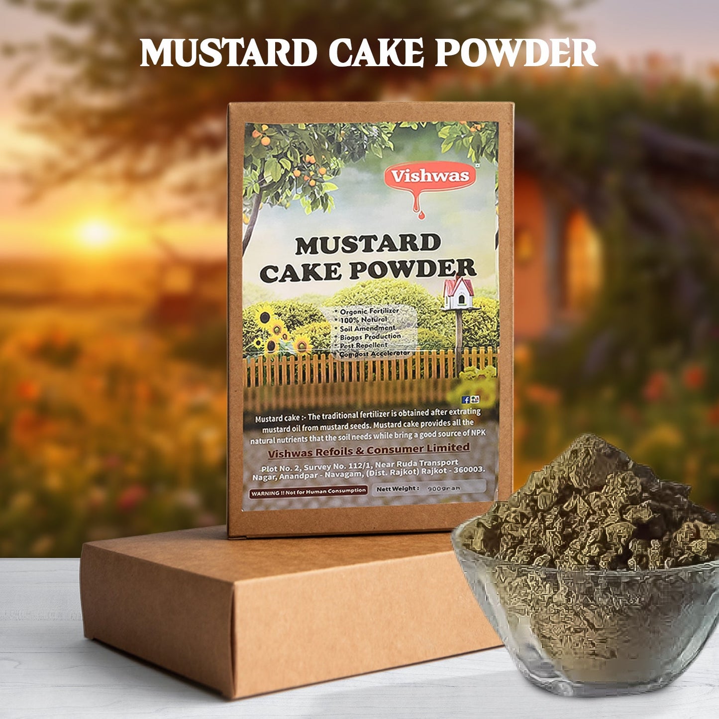 Mustard Cake Fertilizer For Plants 900gm Wukusy