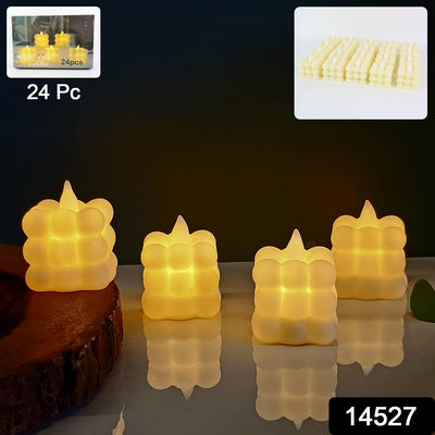 Led Flameless Cube Decorative Candles (24 Pc)