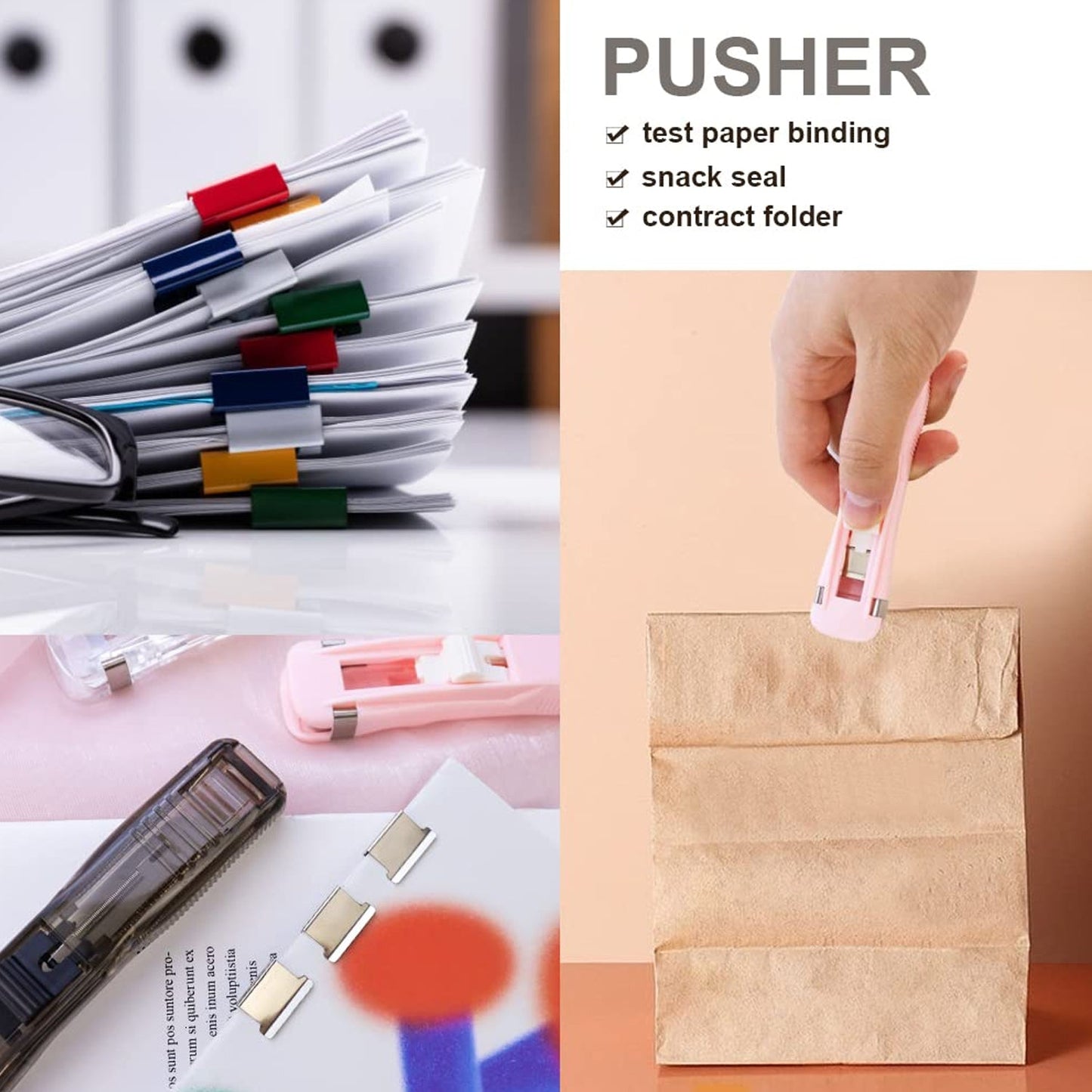 Portable Paper Clamp With 8 Pcs Clip Dispenser Handheld Paper Fast Clam (1 Set) Wukusy