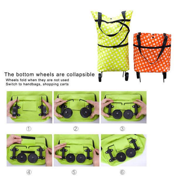 1652 Folding Cart Bags Trolley Shopping Bag For Travel Luggage Wukusy