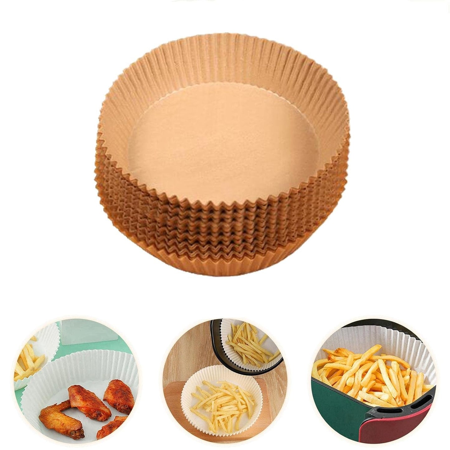 Round Air Fryer Disposable Paper Liner (50 Pcs Set 160mmx45mm) Wukusy