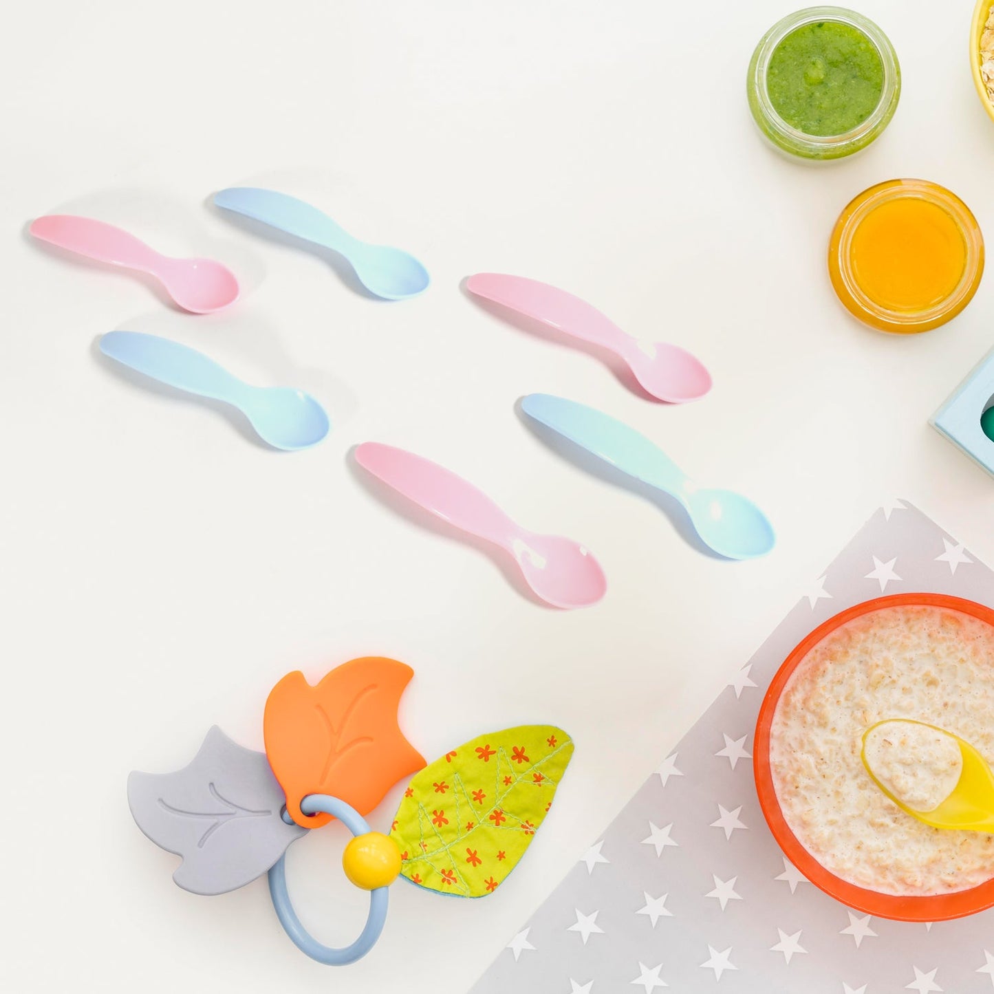 Kids Cute Food Grade Foods Feeding Training Silicone Baby Spoon (Set Of 6 Pcs) Wukusy