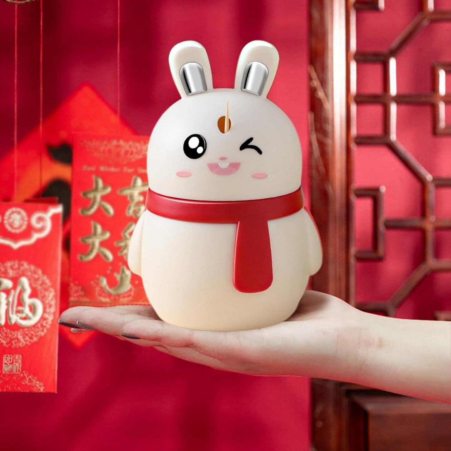 8842 Rabbit Shape Toothpick Dispenser Pressing Small Size Accessory Durable Red Home Garden Kitchen Dining Bar Kitchen Storage Organization Racks Holders Dining Room Table Decoration (1 Pc ) Wukusy