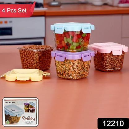 Plastic Food Storage Containers With Lid (4 Pcs Set  500 Ml) Wukusy