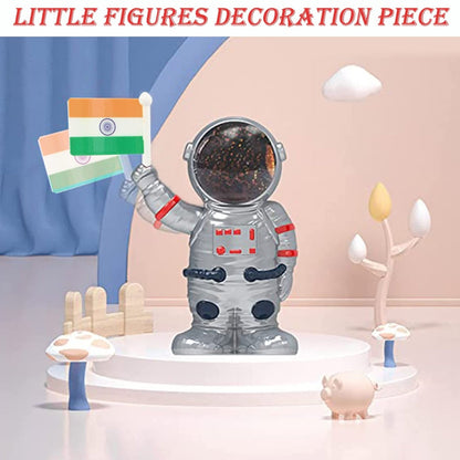 Solar Power Astronaut Ornament Moving Hand With Indian Flag (1 Pc) Wukusy