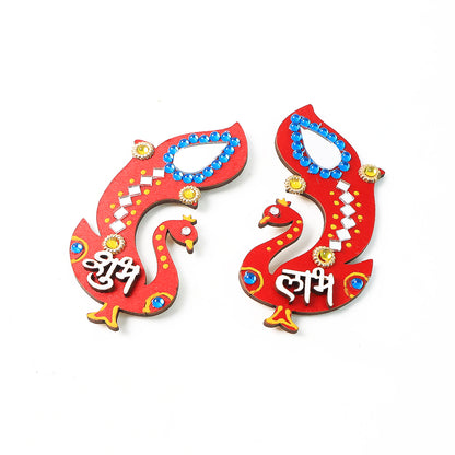 Decorative Wooden Shubh Labh Wall Hanging (2 Pc)