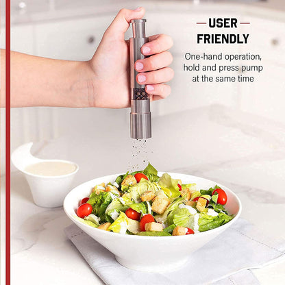 Stainless Steel Thumb Presser Salt And Pepper Grinder (1 Pc) Wukusy