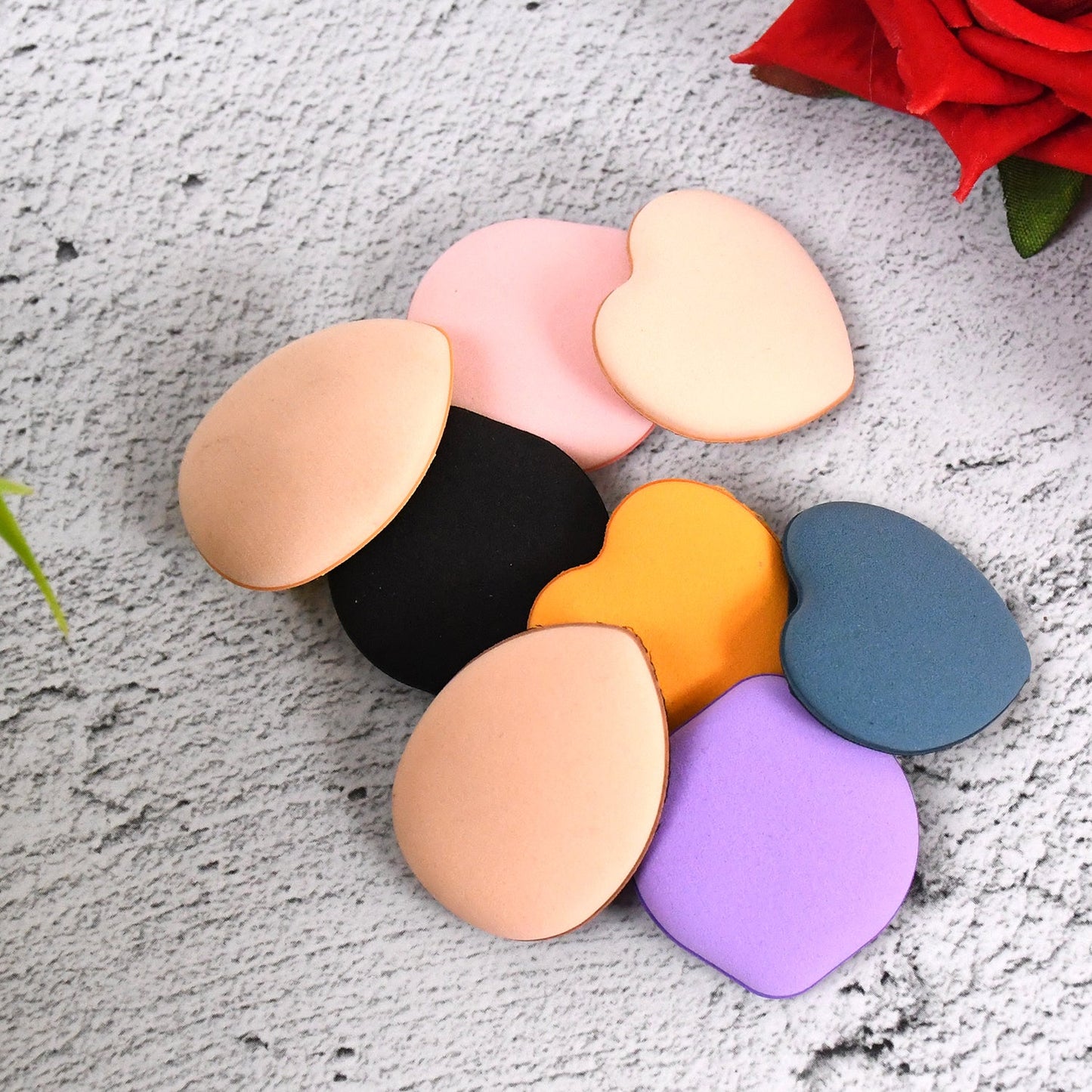 Mini Finger Makeup Powder Puff (Multicolour 8 Pcs Set) Wukusy