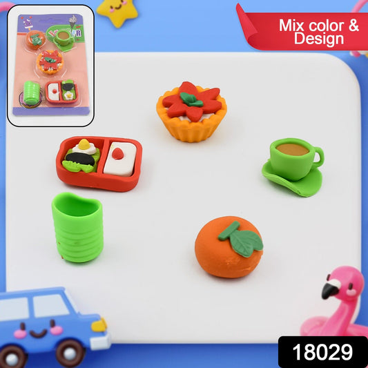 18029 3d Mix Design Fancy  Stylish Colorful Erasers Mini Eraser Creative Cute Novelty Eraser For Children Different Designs Eraser Set For Return Gift Birthday Party School Prize (1 Set) Wukusy