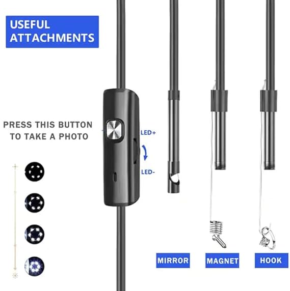 5m Endoscope Video Inspection Camera, 3 in 1 USB 720P Waterproof Borescop Multifunction Camera with 6 Adjustable LED for Pipe Car, Tube Sink Drain Pipe Inspection (5m Endoscop) Howzhat