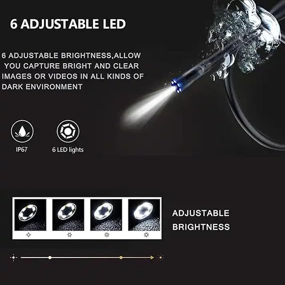 5m Endoscope Video Inspection Camera, 3 in 1 USB 720P Waterproof Borescop Multifunction Camera with 6 Adjustable LED for Pipe Car, Tube Sink Drain Pipe Inspection (5m Endoscop) Howzhat
