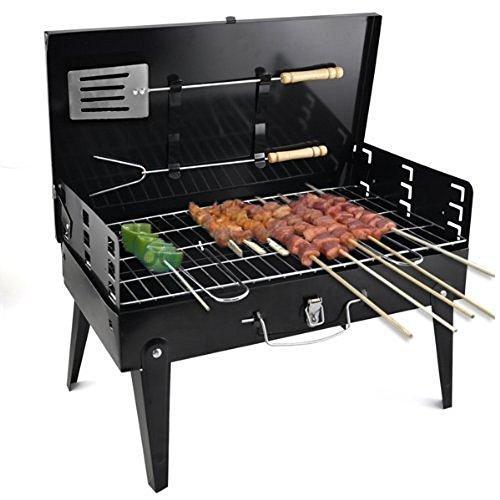 Stainless Steel Briefcase Style Barbecue Grill Toaster (Medium Black) Wukusy