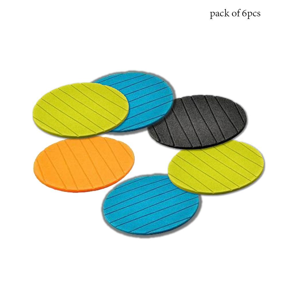 129 6 Pcs Useful Round Shape Plain Silicone Cup Mat Coaster Drinking Tea Coffee Mug Wine Mat For Home Wukusy