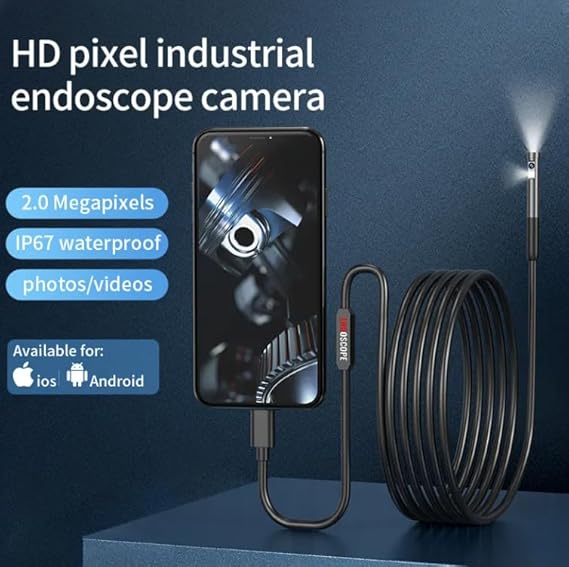 5m Endoscope Video Inspection Camera, 3 in 1 USB 720P Waterproof Borescop Multifunction Camera with 6 Adjustable LED for Pipe Car, Tube Sink Drain Pipe Inspection (5m Endoscop) Howzhat