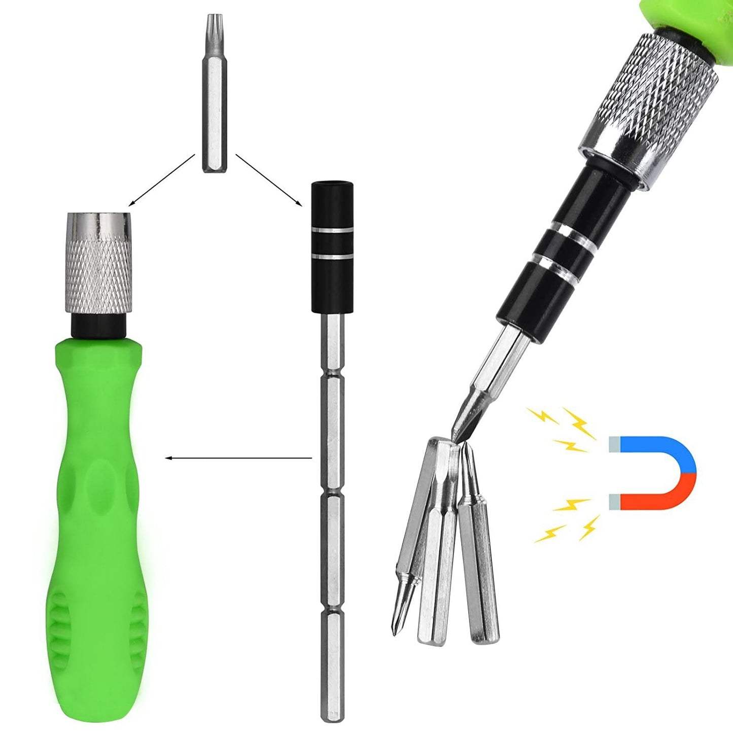 32 In 1 Mini Screwdriver Bits Set With Magnetic Flexible Extension Rod Wukusy