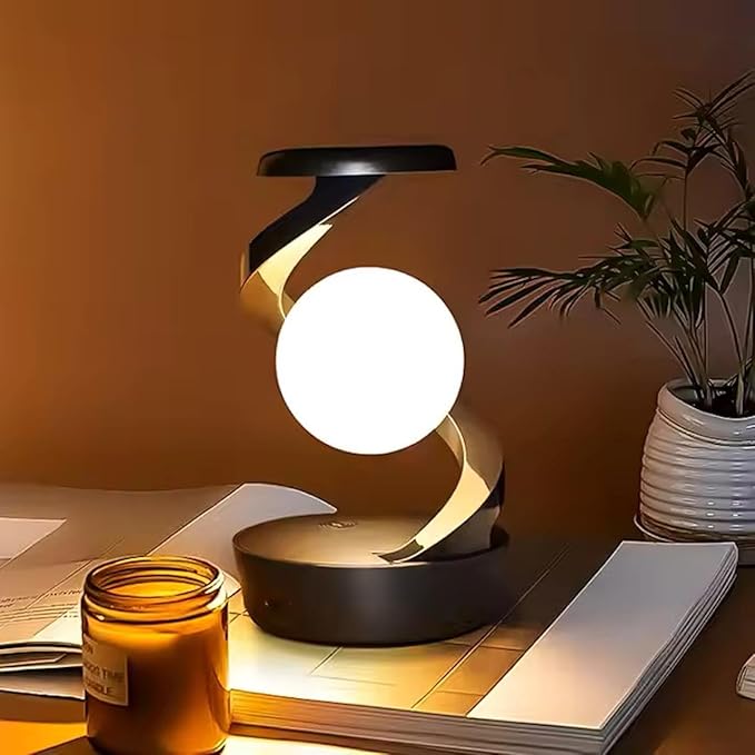 Brienstripe Spiral Rotating Desk Lamp | RGB Spiral Rotating Moon Lamp | Rechargeable Table Lamp | Multicolor LED Levitating Night Light | 3D Visual Levitation Ball 360° Spiral Rotating Desk Lamp. Howzhat