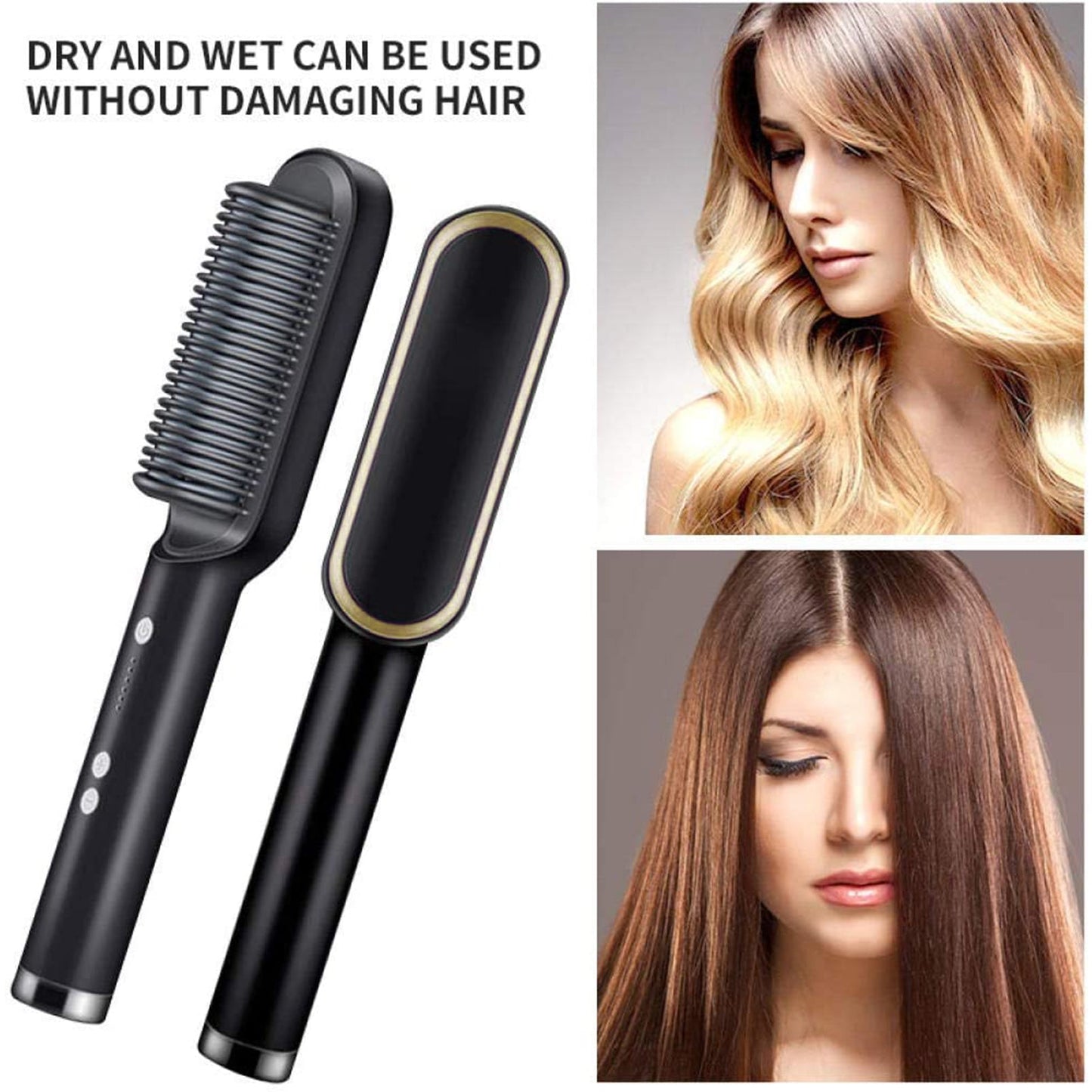 SleekRush - Hair Straightener Brush with heat up modes for hassle free straightning Wukusy