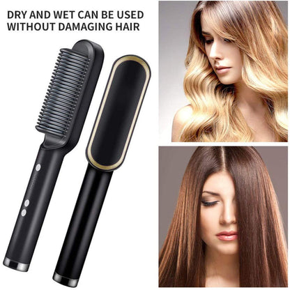 SleekRush - Hair Straightener Brush with heat up modes for hassle free straightning Wukusy