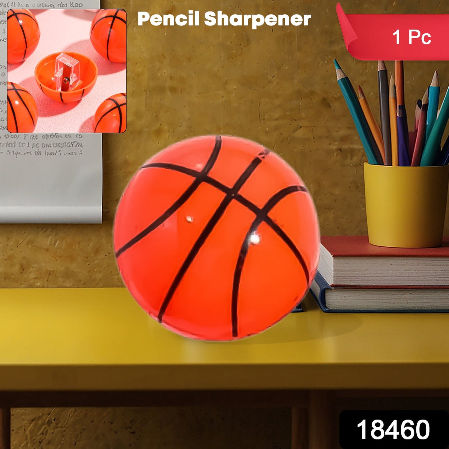 Round Basketball Shaped Pencil Sharpener (1 Pc) Wukusy