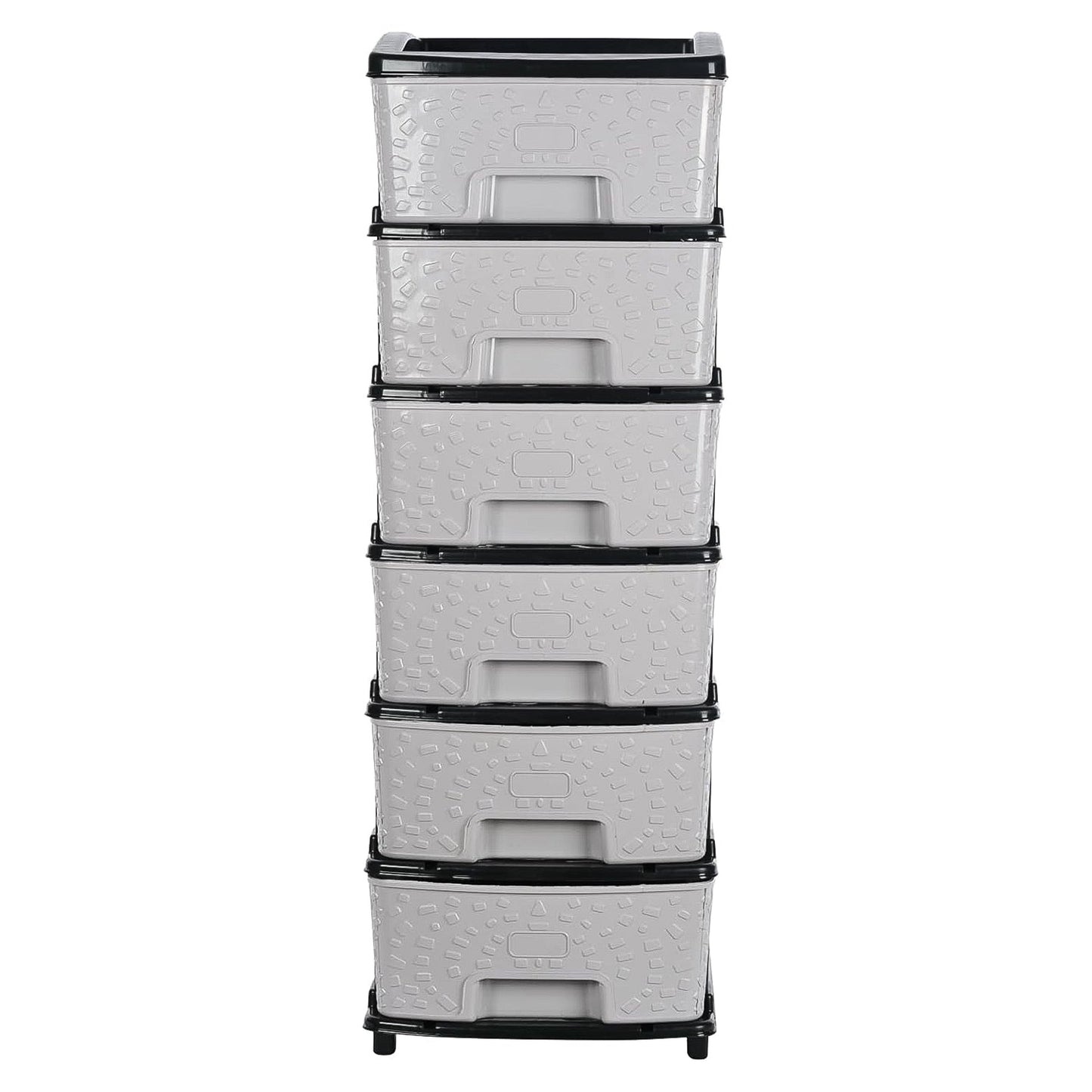 6-layer Heavy-duty Plastic Drawer Organizer Cabinet With Stone Texture Drawers Wukusy