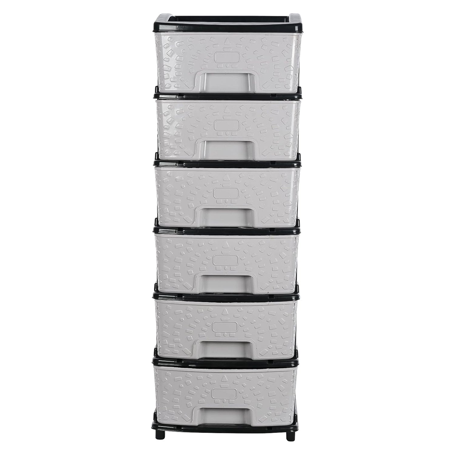 6-layer Heavy-duty Plastic Drawer Organizer Cabinet With Stone Texture Drawers Wukusy