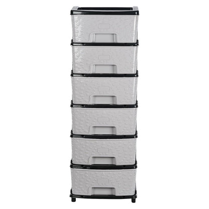 6-layer Heavy-duty Plastic Drawer Organizer Cabinet With Stone Texture Drawers Wukusy