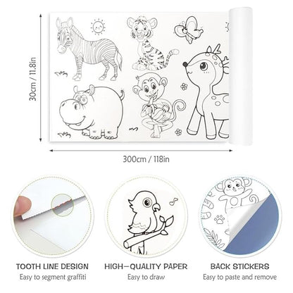 Y MOX Kids Drawing Paper Roll – 30 x 300 cm Large Coloring Poster for Toddlers & Children | Fun Art Paper Roll for Doodling, Painting & Crafting | Ideal Birthday Gift for Boys & Girls (Wall Not Sticky) Howzhat