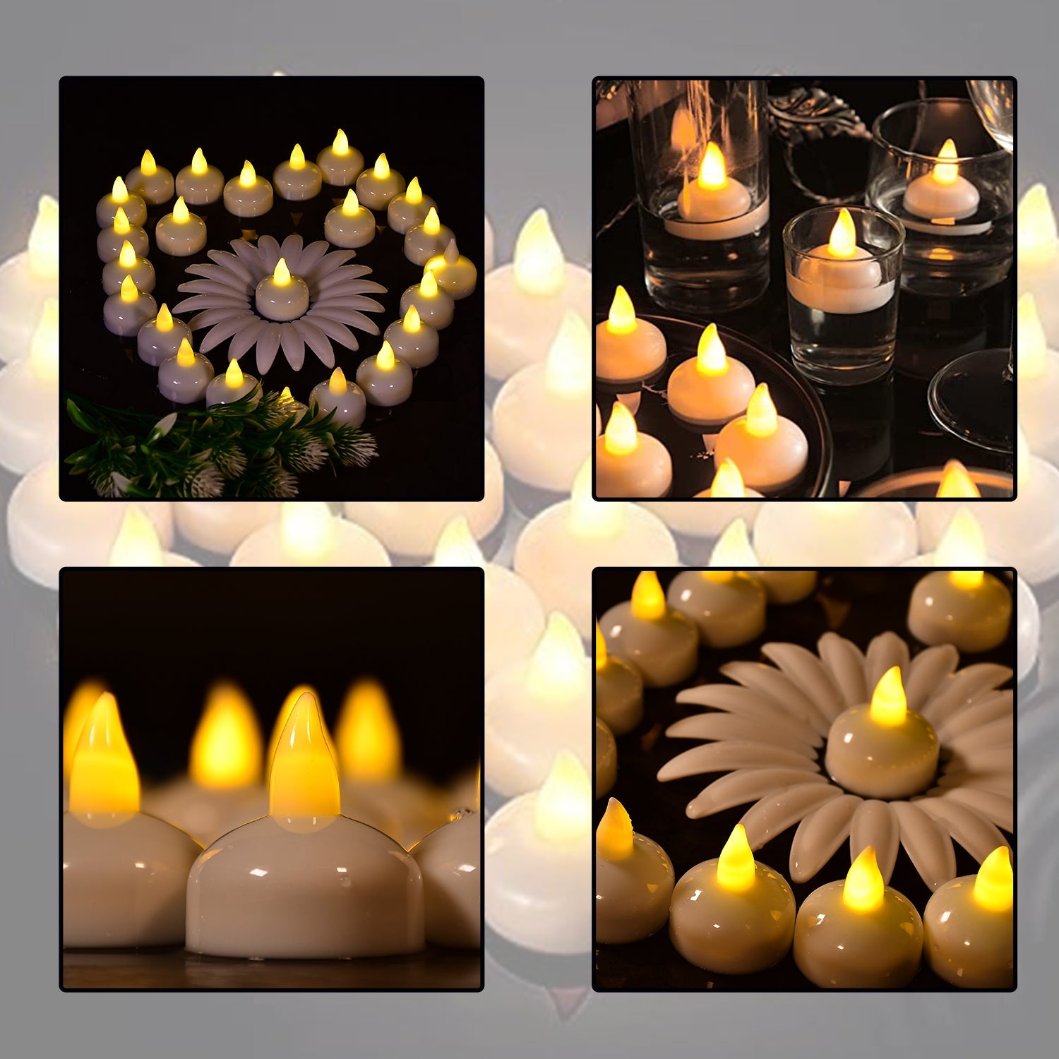 6432 Set Of 12 Flameless Floating Candles Battery Operated Tea Lights Tealight Candle - Decorative Wedding. Wukusy