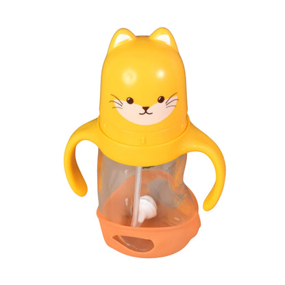 Glass Baby Feeding Bottle With Handles  Straw (300 Ml  1 Pc) Wukusy