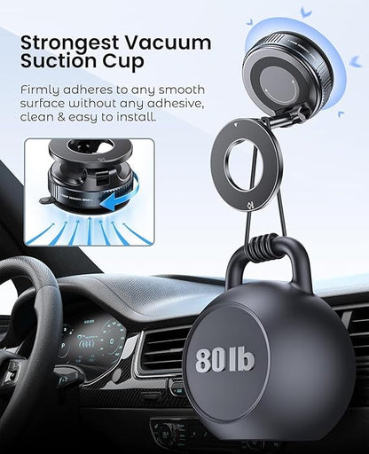 DUKAAN 360° Vaccum Magnetic Phones Holder, Magnetic Car Phone Mount, Hands-Free Suction Cup Phones Holder for Car/Gym/Mirror/Shower, Car Mount Compatible with All Mobile (Extended) Howzhat