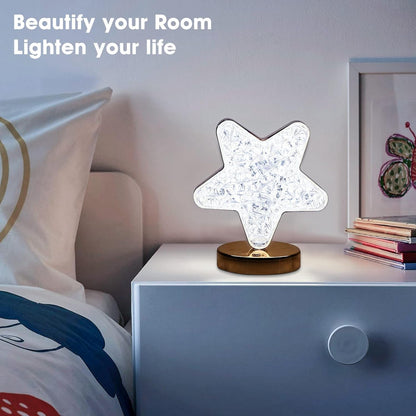 12571 Star Shape Crystal Diamond Lamp Cordless Luxury Lamp With Usb Rechargeable 3-way Dimmable  Touch Control Decorative Nightstand Lamp For Bedroom Living Room Party Restaurant Decor (1 Pc ) Wukusy