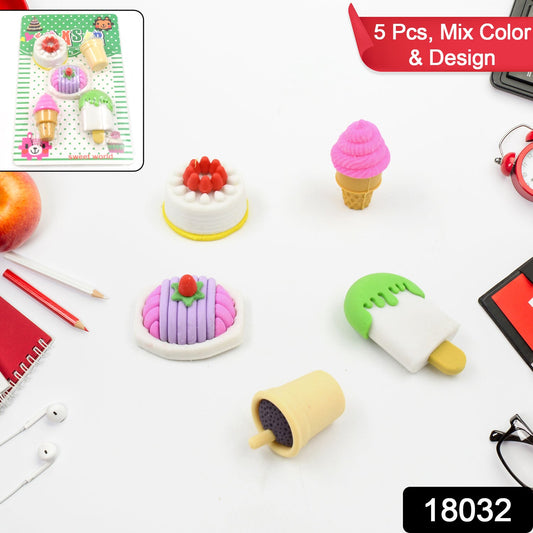 18032 3d Mix Design Fancy  Stylish Colorful Erasers Mini Eraser Creative Cute Novelty Eraser For Children Different Designs Eraser Set For Return Gift Birthday Party School Prize (1 Set) Wukusy