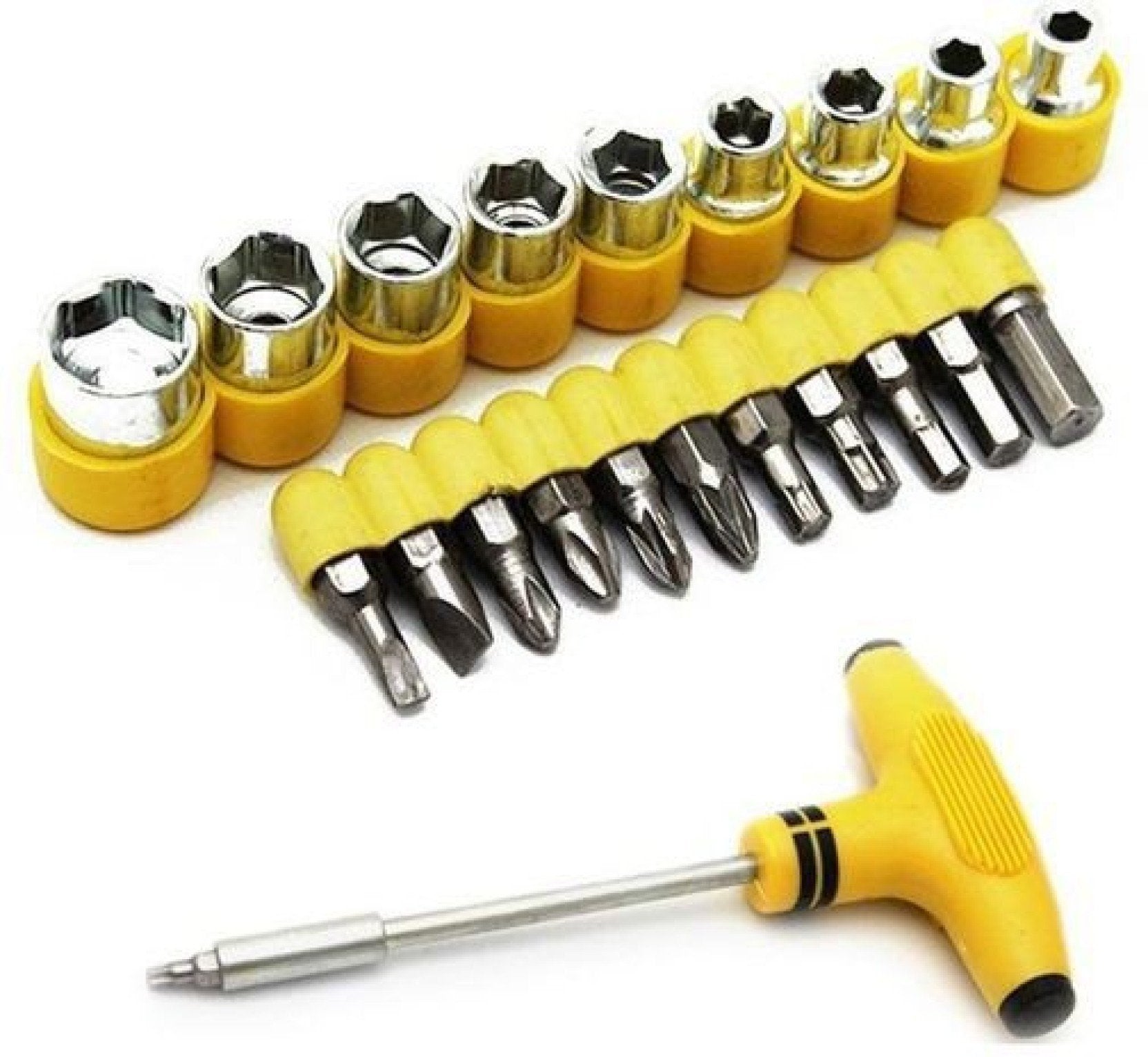 24pcs T Shape Screwdriver Set Batch Head Ratchet Pawl Socket Spanner Hand Tools Wukusy