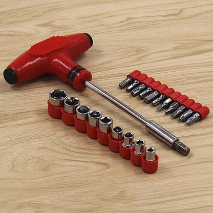 24pcs T Shape Screwdriver Set Batch Head Ratchet Pawl Socket Spanner Hand Tools Wukusy