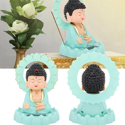Plastic Solar Powered Moving Head Sitting Action Buddha Statue (1 Pc) Wukusy