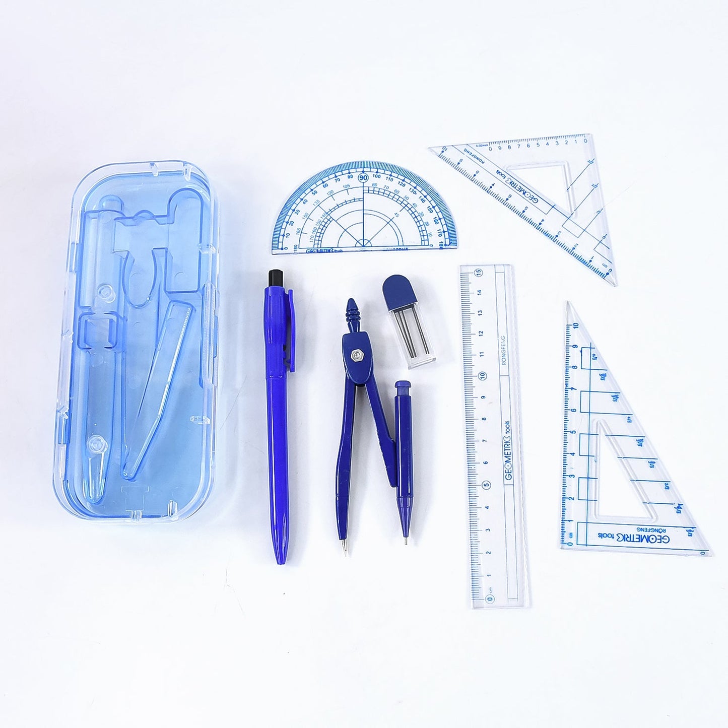 Complete Student Geometry Box Set (9 In 1  1 Set) Wukusy