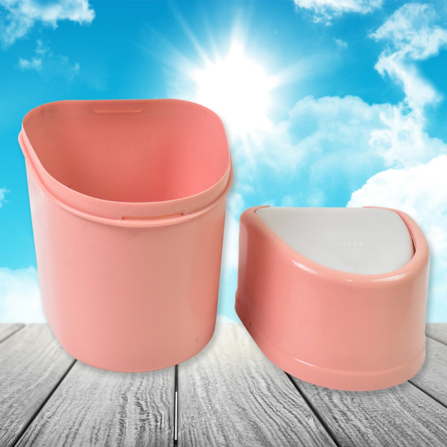 Mini Trash Can Dustbin Plastic Garbage Can With Lid (1 Pc) Wukusy