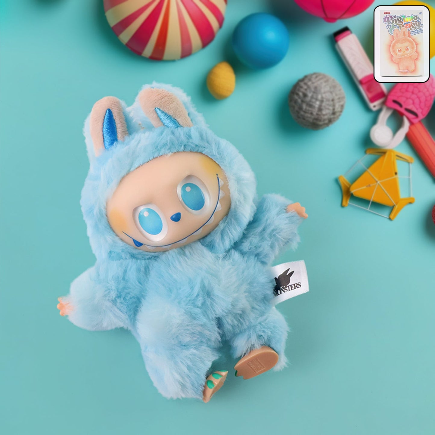 Sky Blue Plush Toy Cartoon Keychain With Hook Colorful Animal Sky Blue (1 Pc) Wukusy