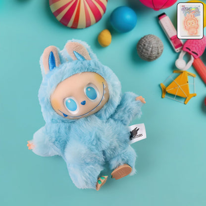 Sky Blue Plush Toy Cartoon Keychain With Hook Colorful Animal Sky Blue (1 Pc) Wukusy