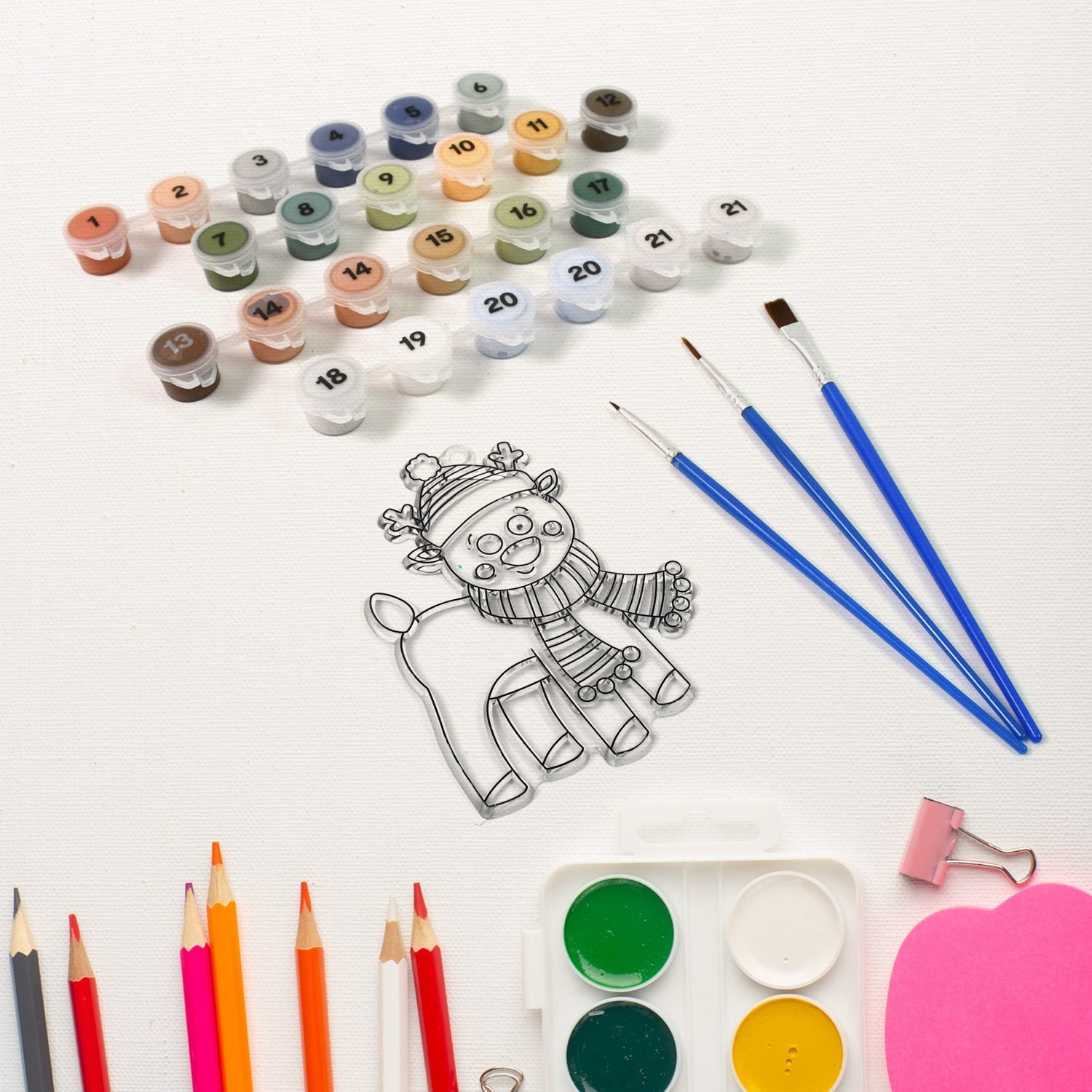 Paint By Number Kits 2 Set 21 Number Color 6 Paint Brushes (2 Set) Wukusy