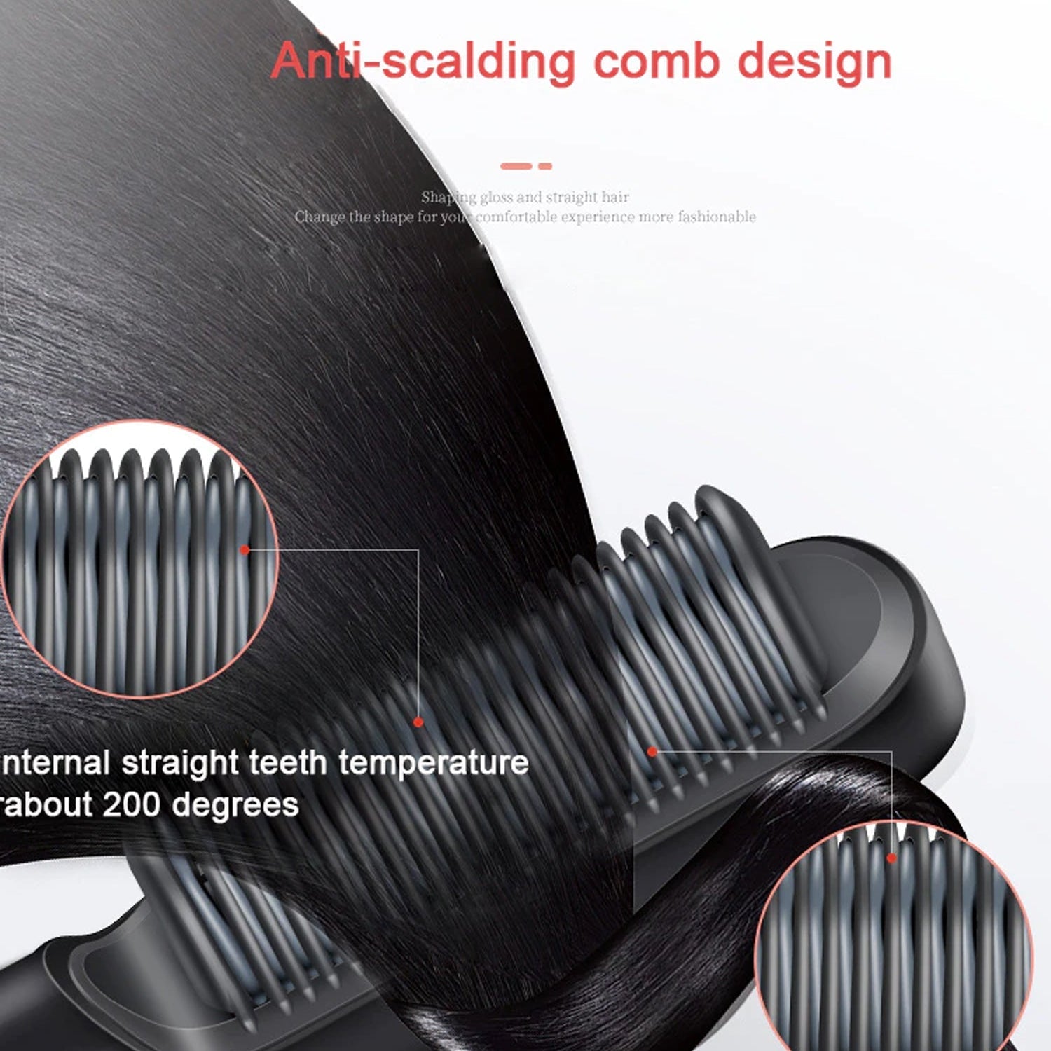 SleekRush - Hair Straightener Brush with heat up modes for hassle free straightning Wukusy