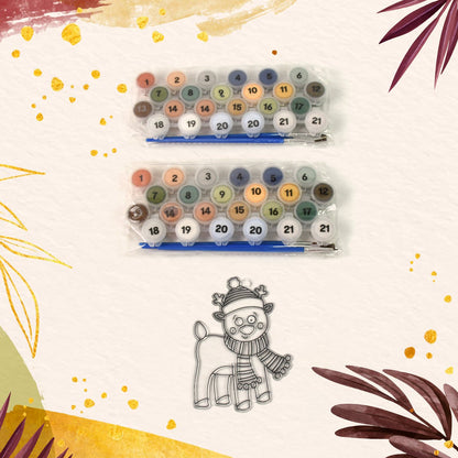 Paint By Number Kits 2 Set 21 Number Color 6 Paint Brushes (2 Set) Wukusy