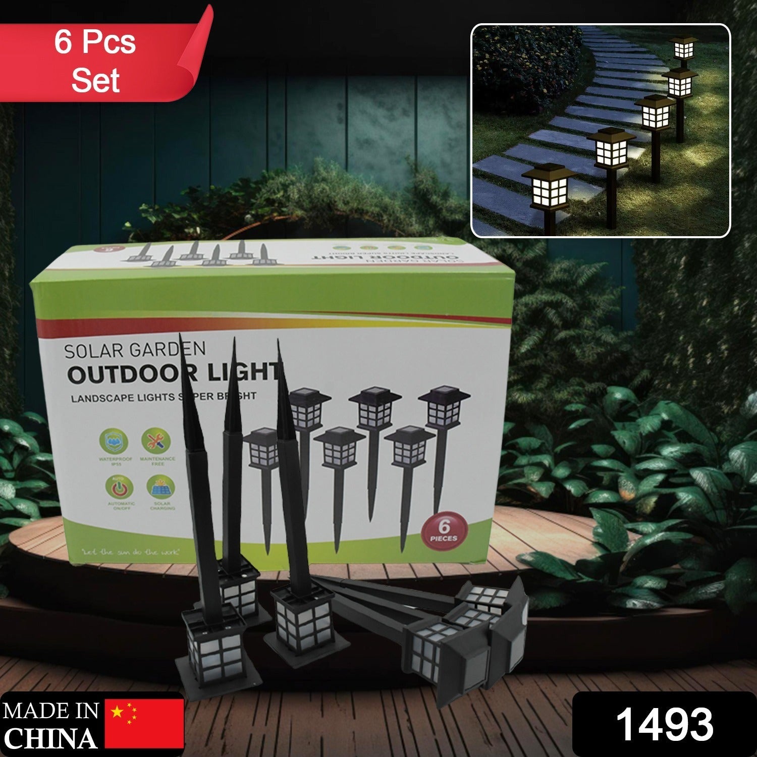 1493 Big Solar Outdoor Lights 6 Pack Waterproof Solar Pathway Lights 10 Hrs Long-lasting Led Landscape Lighting Solar Garden Lights Solar Lights For Walkway Path Driveway Patio Yard  Lawn (6 Pc Set) Wukusy