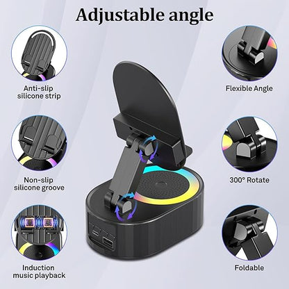 PulseDock - Wireless Induction Speaker with RGB lights and Phone stand and emergency charging Wukusy