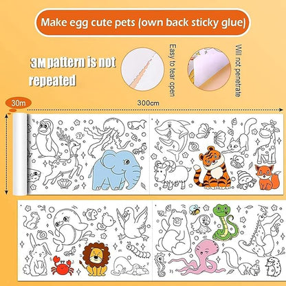 Y MOX Kids Drawing Paper Roll – 30 x 300 cm Large Coloring Poster for Toddlers & Children | Fun Art Paper Roll for Doodling, Painting & Crafting | Ideal Birthday Gift for Boys & Girls (Wall Not Sticky) Howzhat