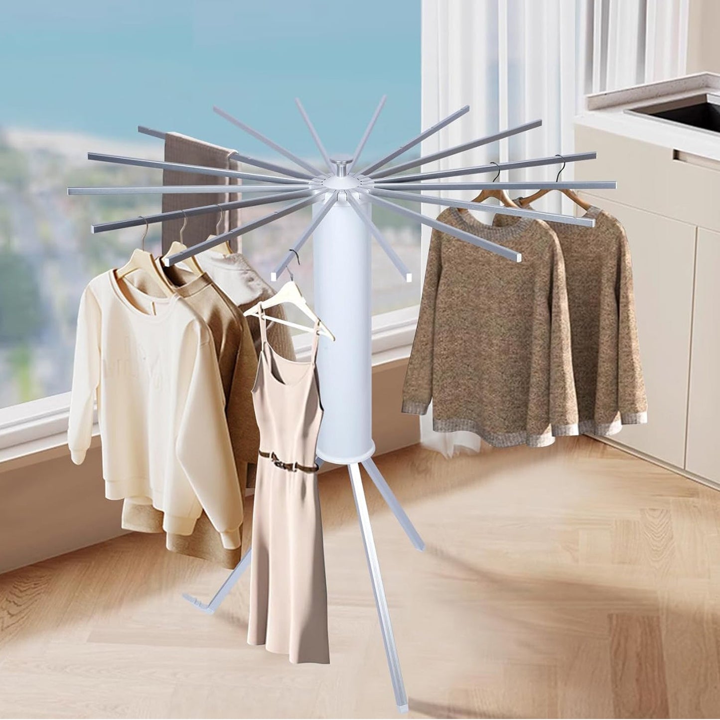 Foldable Rotary Clothes Drying Rack Stand (1 Pc) Wukusy